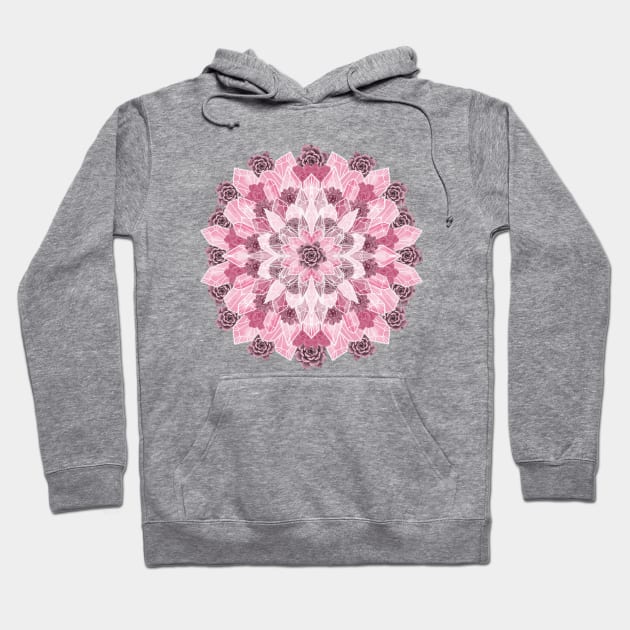 Crystals Succulents Mandala PINK Hoodie by PrintablesPassions